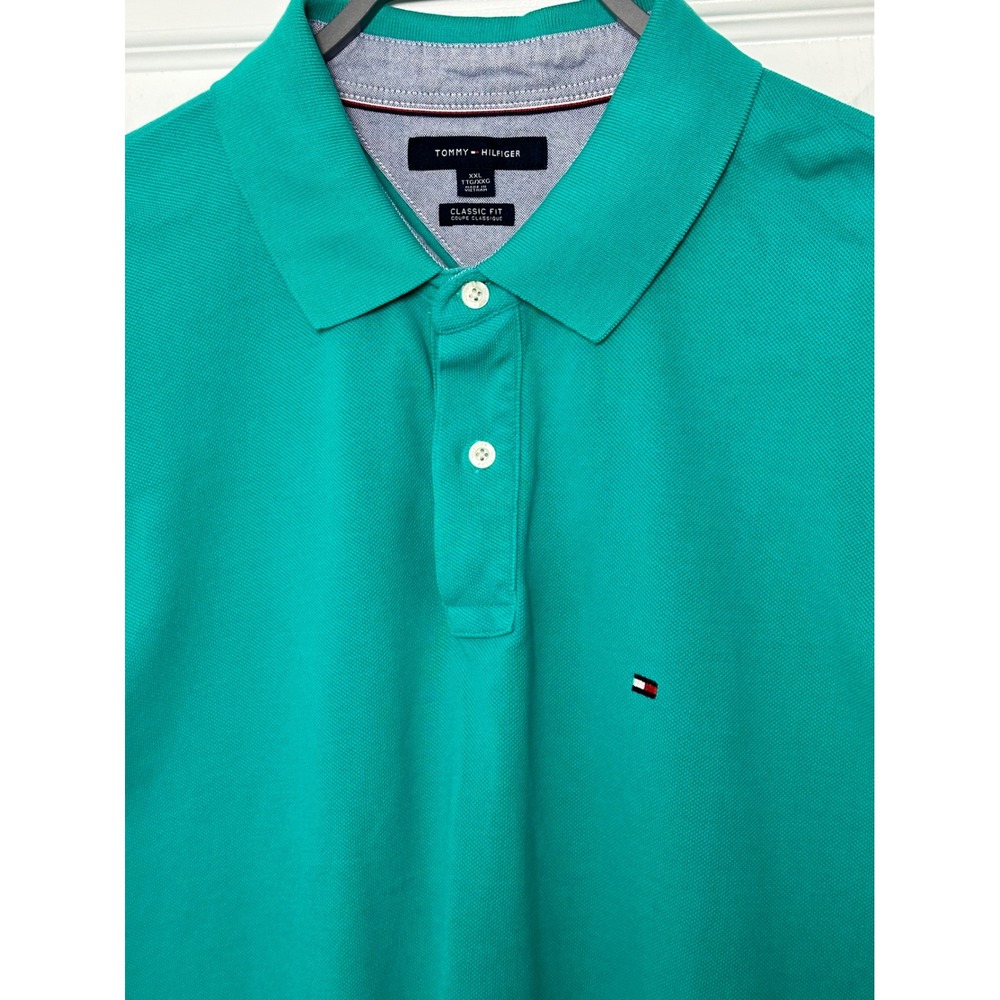 Tommy Hilfiger Men's Classic Fit Polo Shirt Turquoise Green Size XXL‎ Preppy